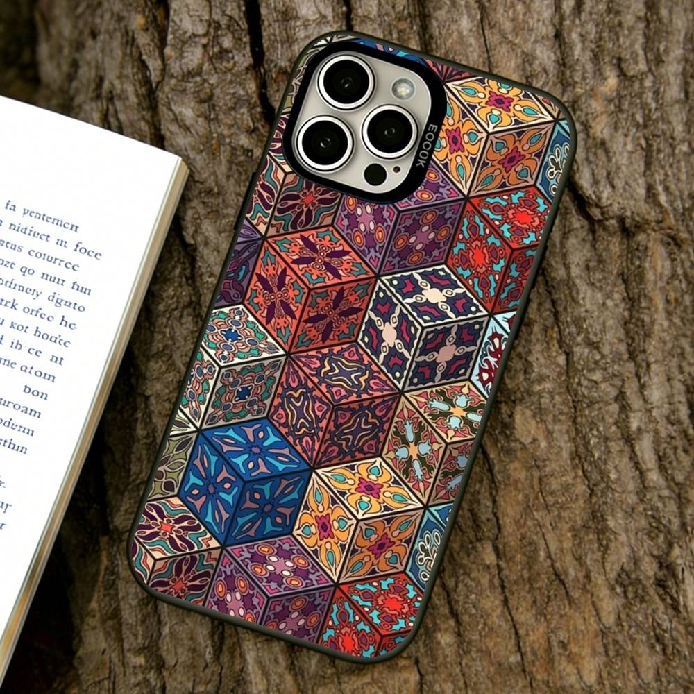 

Vintage Pattern Phone Case For iPhone 17,16,15,14,13,12,11 Plus,Pro Max,XS,Colorful Silver Phone case Funda Cover iPhone15ProMax