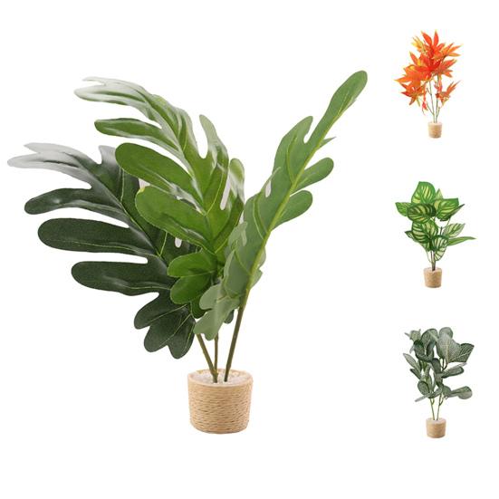 1:6 Novelty Realistic Decorative Plastic Miniature Potted Plant Doll House Decor Play Toy for Entertainment Dollhouse Green