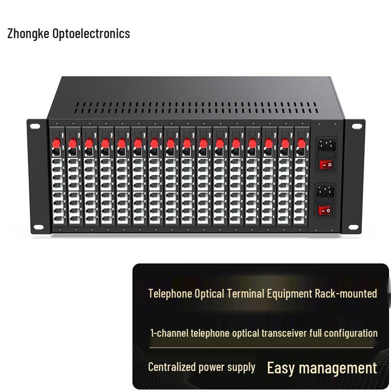 Zhongke Optoelectronics Telephone to Fiber Optic Transceiver with 16-Slot Chassis