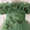 Sequin Princess Train Dress for Girls - Puffy Tulle Wedding and Evening Performance Dress