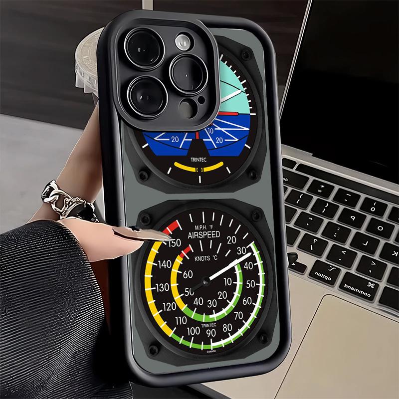 Flugzeuginstrumenten-Cockpit-Radar-Handyhülle für iPhone 16 17 Air 16E 15 Pro Max 14 Plus 13 12 Mini Hülle Weiche Silikonhülle Lustig
