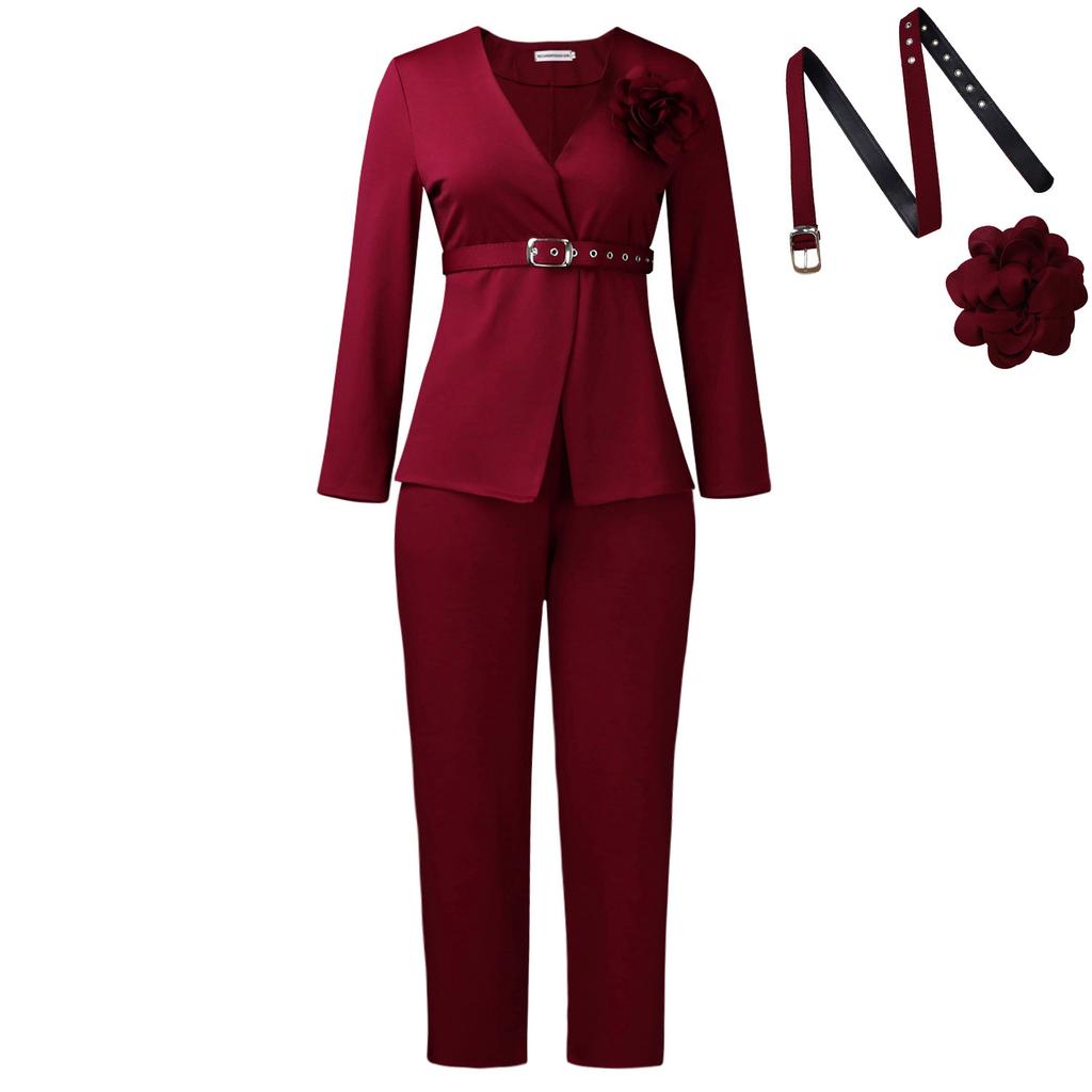 Women's Fall and Winter New Style Solid-color Fashionable Suit Pants Two-piece Set