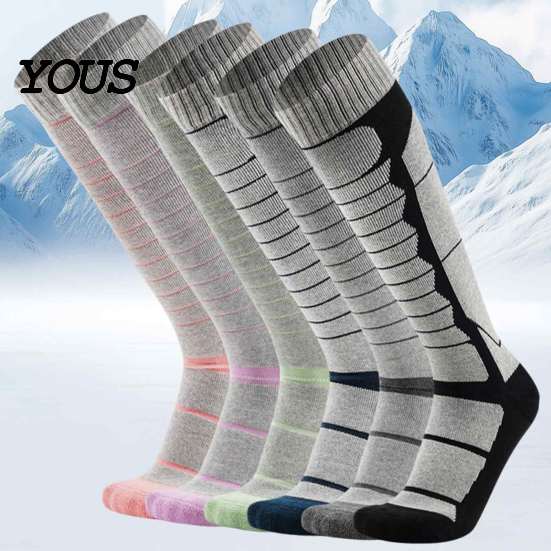 Thermal Socks for Camping Unisex Cotton Ski Women Men, Snowboard Socks, Non Slip Outdoor Winter Sports Cuff Warm Skiing Snowboarding Hiking