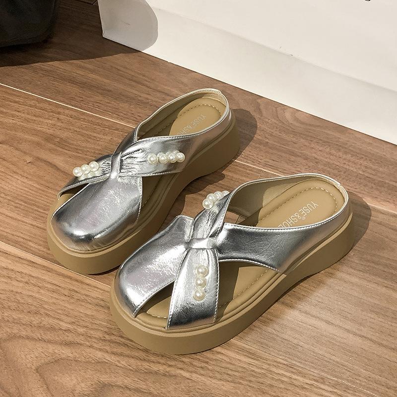 Platform Mary Jane Shoes Women's 2025 Summer New Outwear Fashion Versatile Casual Soft Bottom Non-slip Baotou Slippers