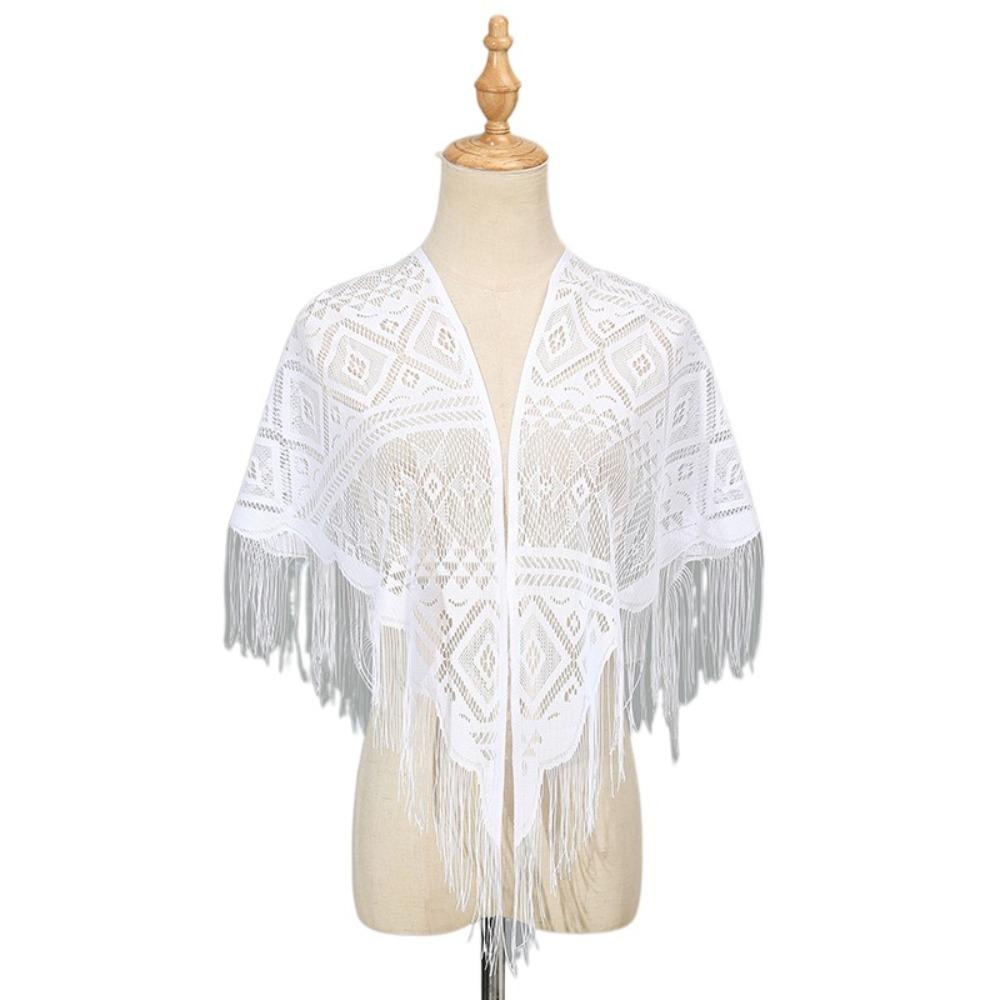 Hollow Women Shawl With Tassel Wedding Bridal Shawl Fashion Scarf Evening Prom Cape  for Party