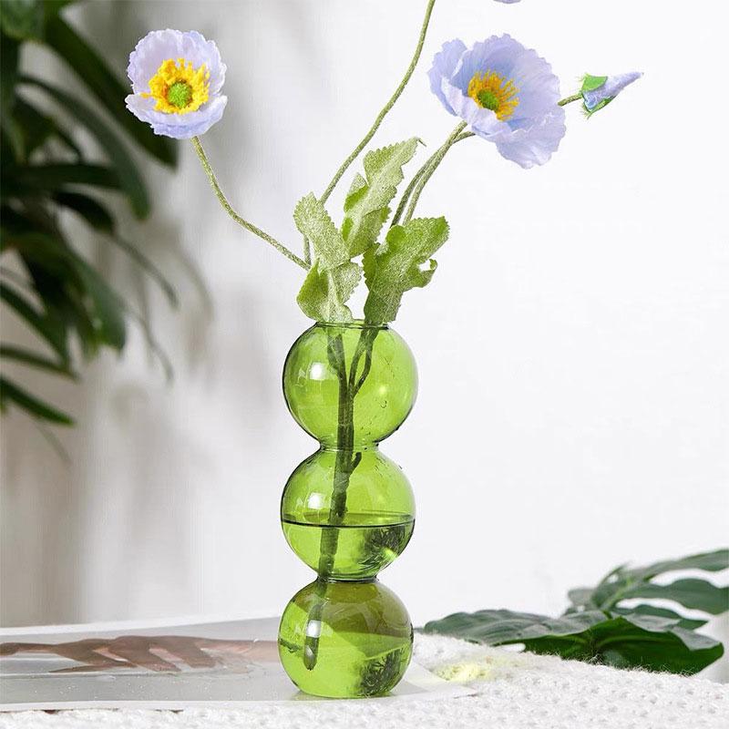 1Pc Glass Vase Hydroponics Desktop Ornaments Crystal Ball Bottle Creative Art Flower Ware Home Decor Colorful Ins