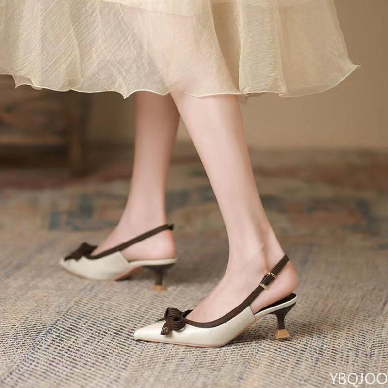 

Элегантный бант тонкий каблук острый носок неглубокий вырез однотонные простые повседневные модные женские туфли 37