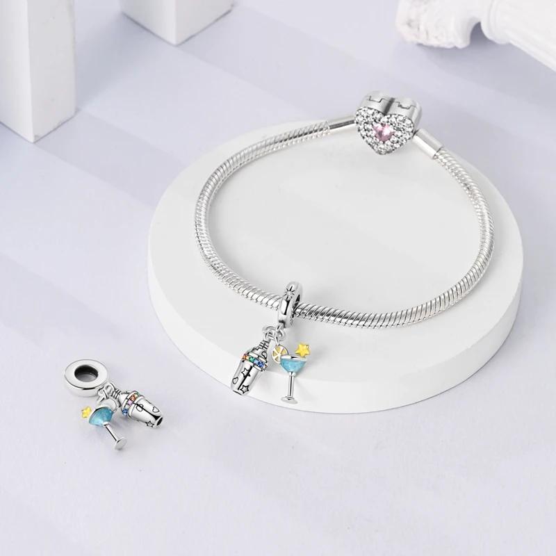Original Charmscopper Bartender Vodka Cocktail Beads Fit Charms Platabracelets For Women Jewelry Making Fine Gifts
