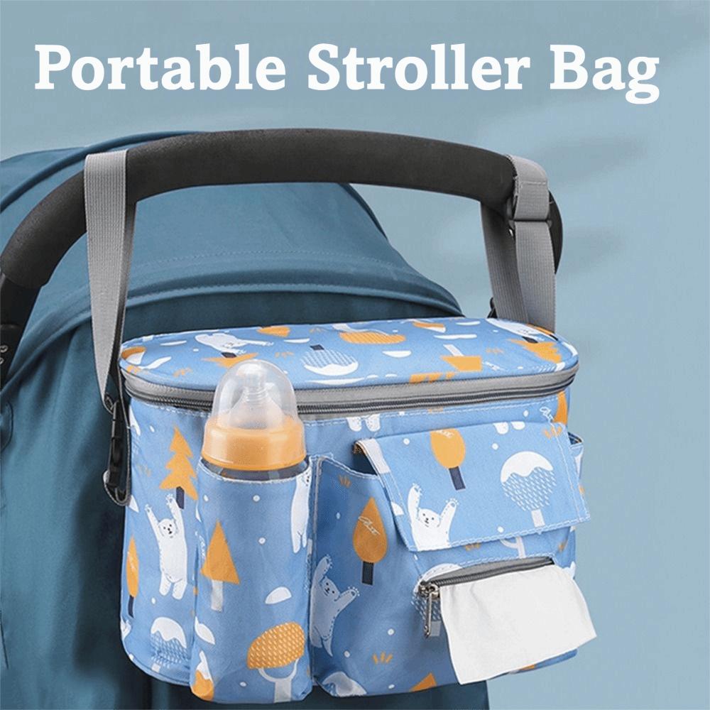Cartoon Baby Stroller Hanging Bag Multiple Pockets Diaper Bag Organizer Mummy Storage Bag Outdoor