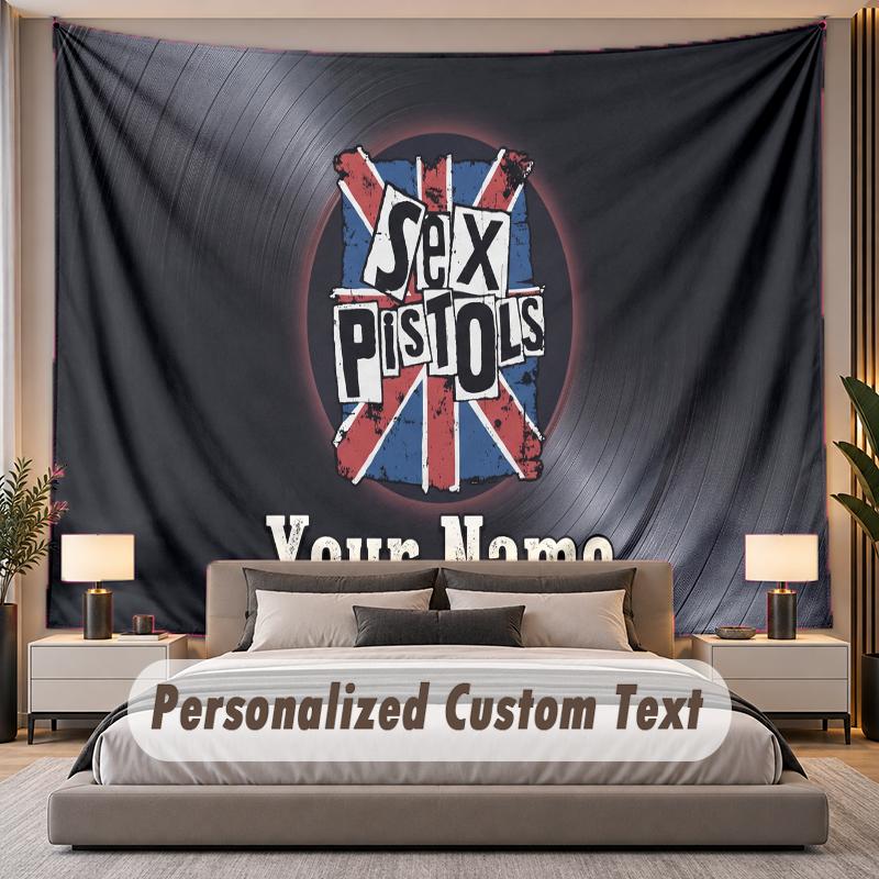 Custom Name Text Tapestry Sex Pistols Personalized Polyester Wall Tapestry For Bedroom And Room