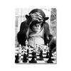 Black White Fun Animal Monkey Orangutan Read Newspaper Play Chess Poster and Print Wall Art Canvas Painting Picture Home Decor