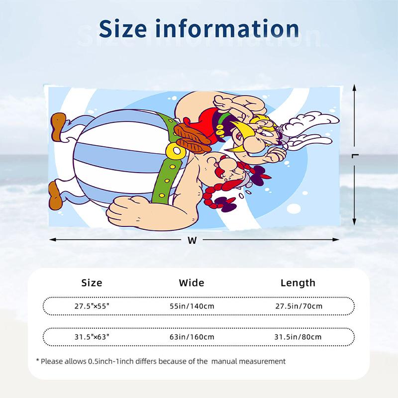 Asciugamano da Spiaggia Moda Asterix & Obelix Asciugamano Portatile Morbido Asciugatura Rapida per Nuoto Campeggio Vacanze
