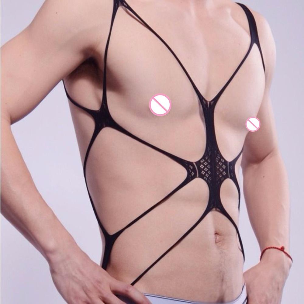 Sheer One-piece Pajama Bodysuit For Men Sexy Sissy Nightgown Adult Lingerie Husband Boyfriend Sex Gifts