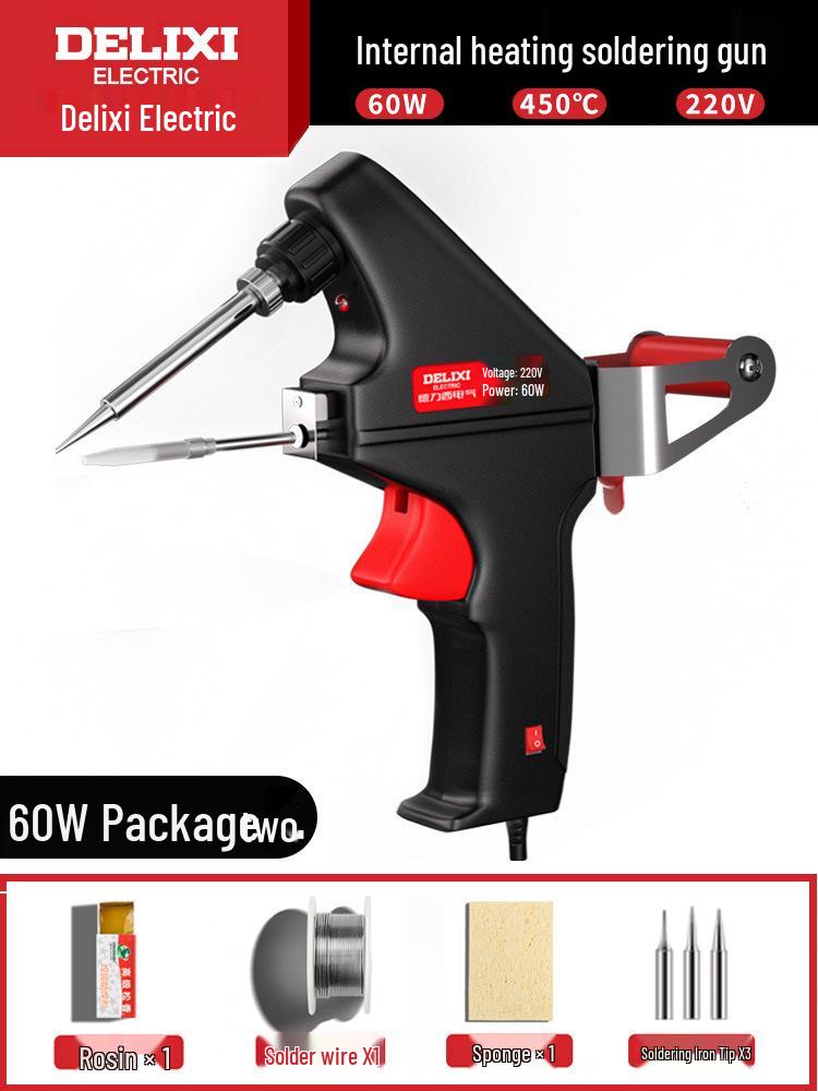 DELIXI Professional Electric Soldering Gun - Constant Temperature Iron for Household and Small Repair Welding Tasks.