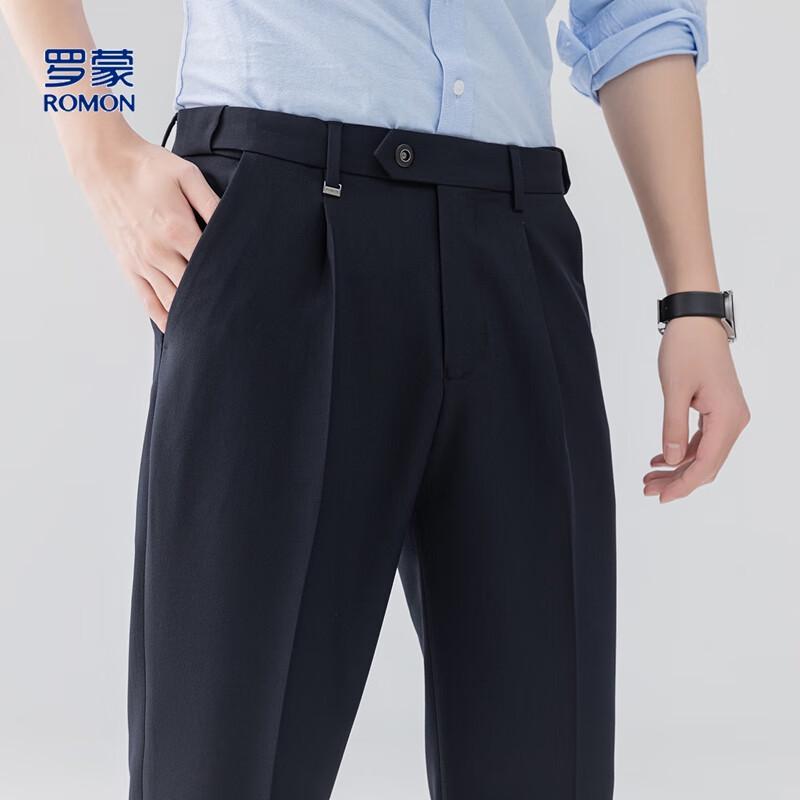 Romon Men's Straight-Leg Business Dress Pants with YKK Zipper