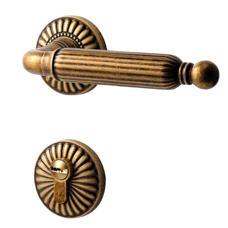 Luxury French Sunflower Yellow Bronze Bedroom Door Lock Indoor Door Handle Silent Split Lock Retro American Wooden Door Lock