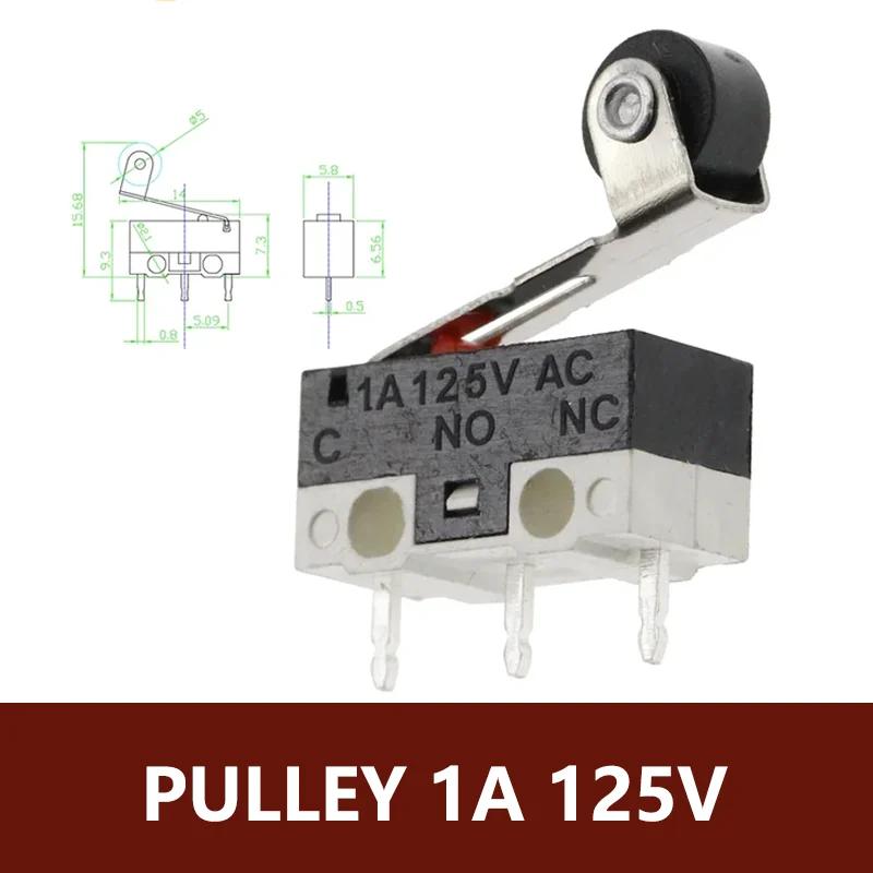 20PCS 3 Pins Mini Micro Limit Switch C NO NC PCB Terminals SPDT Roller Arc Lever Snap Action Push Micro Mouse Switches 1A 125V