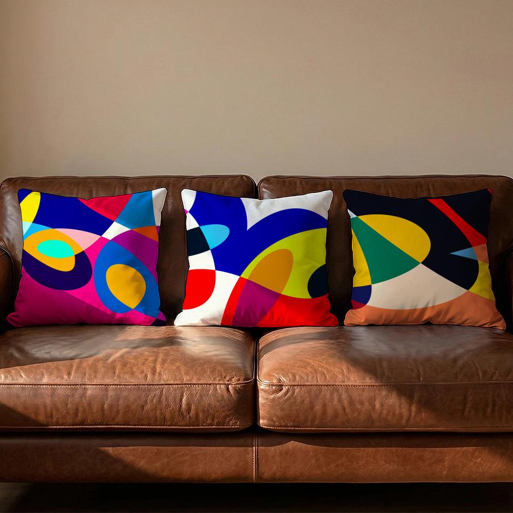 1Abstract Curve Colors Cushion Cover Soft Reversible  Durable Pillow Cover  MultiScene Use for Home  Car Daily Comfort