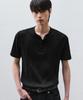 DRAW FIT Fine Ribbed Henley Neck Half T-Shirt [Black]