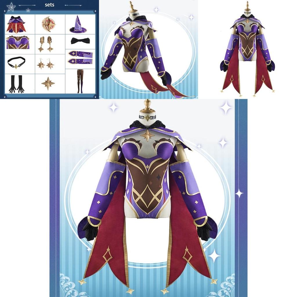 Genshin Impact Mona Cosplay Kostüm Komplettset Hochwertige Baumwolle Exquisite Details
