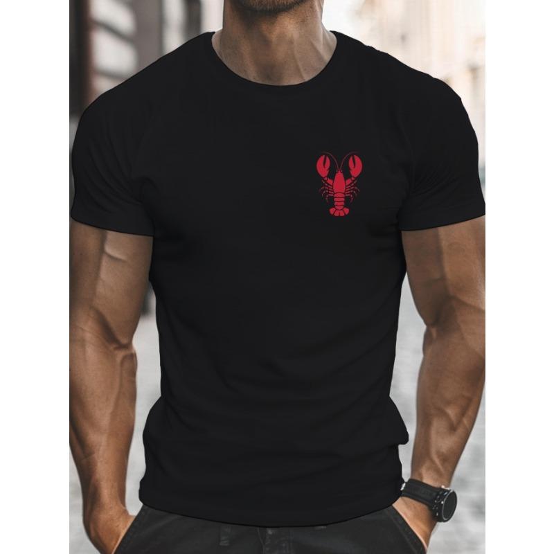 

European Size Men s Red Lobster Graphic Print Crew Neck T-Shirt - Lightweight Summer Casual Tee, Regular Fit Short Sleeve Top... S разноцветный