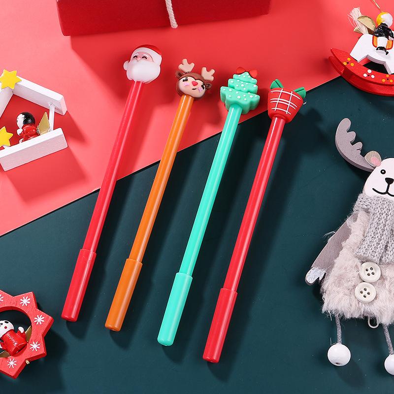 8/20 PCS Merry Christmas Water-based Pen Santa Claus Reindeer Tree Design 0.5mm Black Smooth Writing for Kids Students Office Supplies Back To School