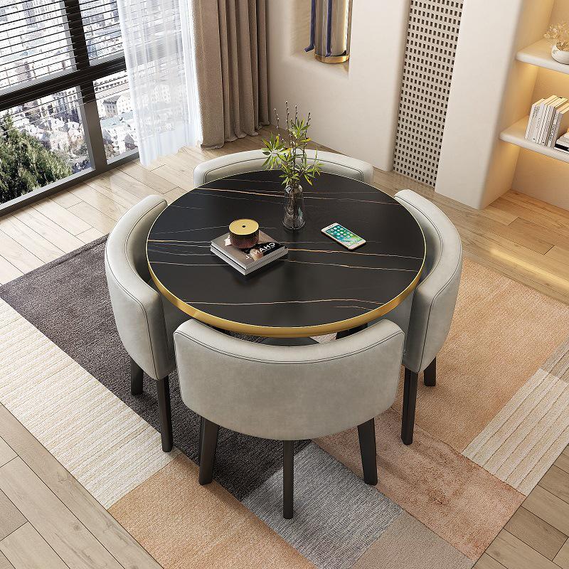 Modern Reception & Meeting Table Set: Office & Leisure Round or Square Dining Table with Chairs.