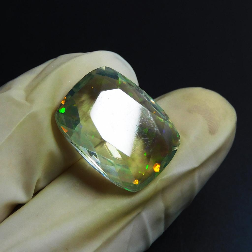 13.55 Ct Lab Created Opal Cushion Certified Fabulous Loose Gemstone