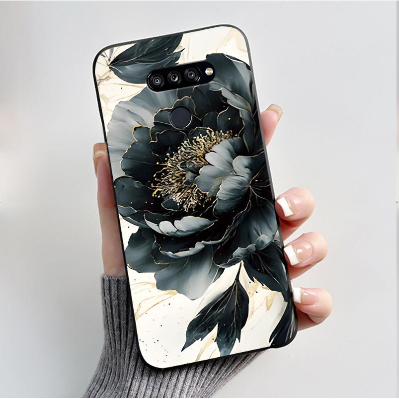 Weiche Hülle für LG K50S K40S Handyhülle LMX540HM LM-X540 LMX430HM LM-X430 Modischer Schmetterling Blume Schwarzer Silikon-Stoßfänger Abdeckung