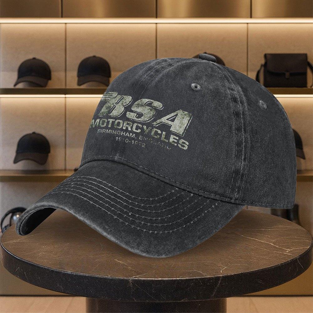 BSA Motorcycle Print Washed Baseball Cap Unisex Vintage Duckbill Hat