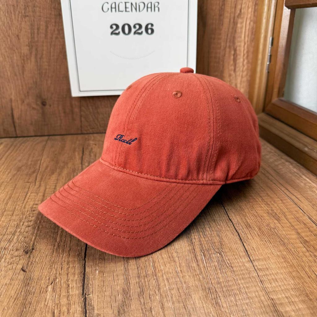 Retro Texture Washed Cotton Soft Top Cap Simple Small Letter Embroidered Baseball Cap Men and Women Daily Shopping Autumn and Winter