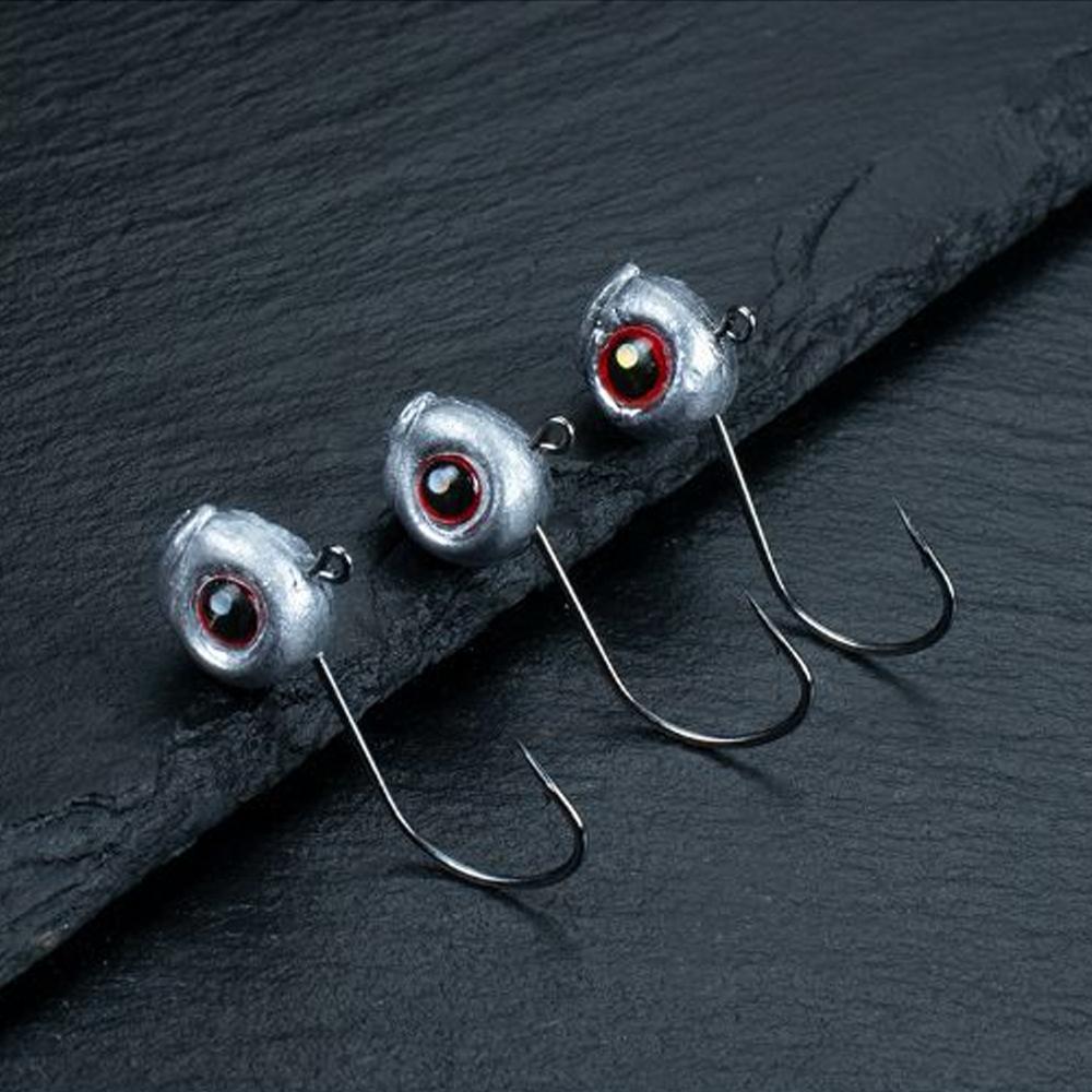 10pcs Big Eyes Jig Head Fishing Hooks with Mustad Hook 2.5g 3.5g 5g Fish Head Fishhook for Fishing Tackle Free Soft Worm Lure