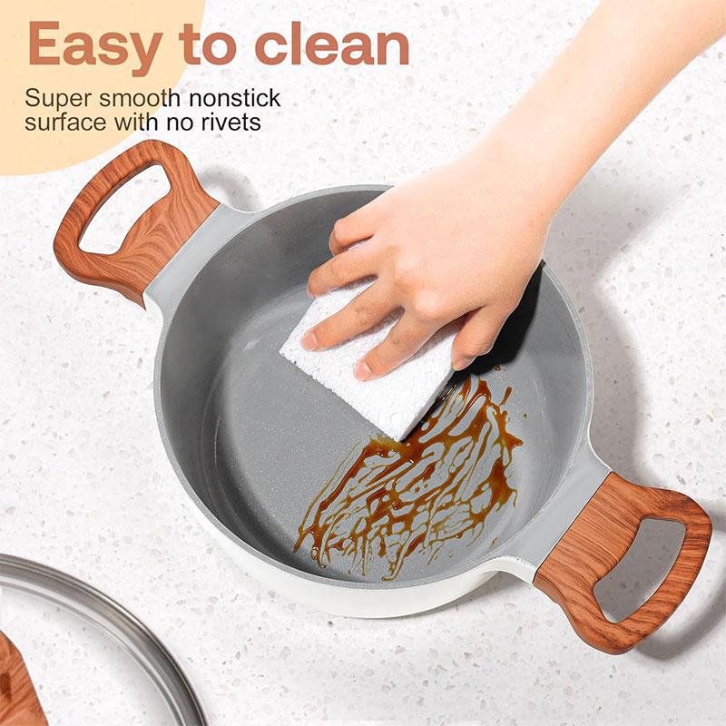 Nonstick Stock Pot Induction Soup Cooking Pot with Lid 2.6L Granite Casserole Stews Soup Pot Pasta Spaghetti Cooking Pot