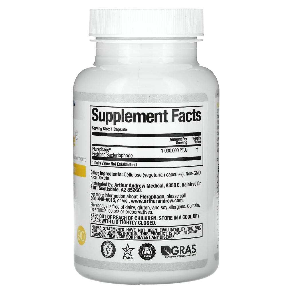 Floraphage, Probiotisk Multiplikator, 1 000 000 Pfu, 90 Kapsler