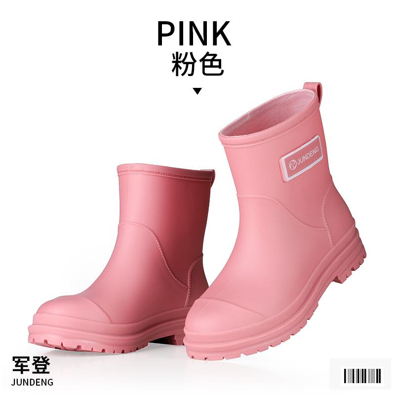 New fashion women's medium tube rain shoes fashion women's water shoes thickened non-slip warm waterproof water shoes