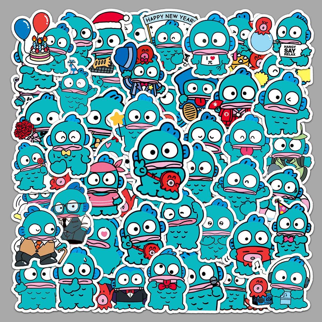 50 Mermaid Hangyodon Cartoon Stickers: Cute Ugly Fish, Water Cups, Luggage, Phone Cases