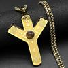 Nordic Viking Rune Odin's Eye Compass Cross Pendant Necklace for Women Men Celtic Knot Natural Stone Chain Divination Jewelry