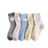 Boneless Cute Cartoon Bear Three-Dimensional Socks Flocked Contrasting Mid-Leg Socks Spring And Autumn Dot Gauze Socks Cotton Piles Of Socks