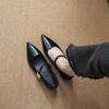Low-heeled black temperament Mary Jane single shoes women's shoes new spring and autumn flat-bottomed pointed evening shoes