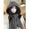 Contains wool fashionable retro balaclava hat women's autumn and winter warm hat scarf integrated new 2025