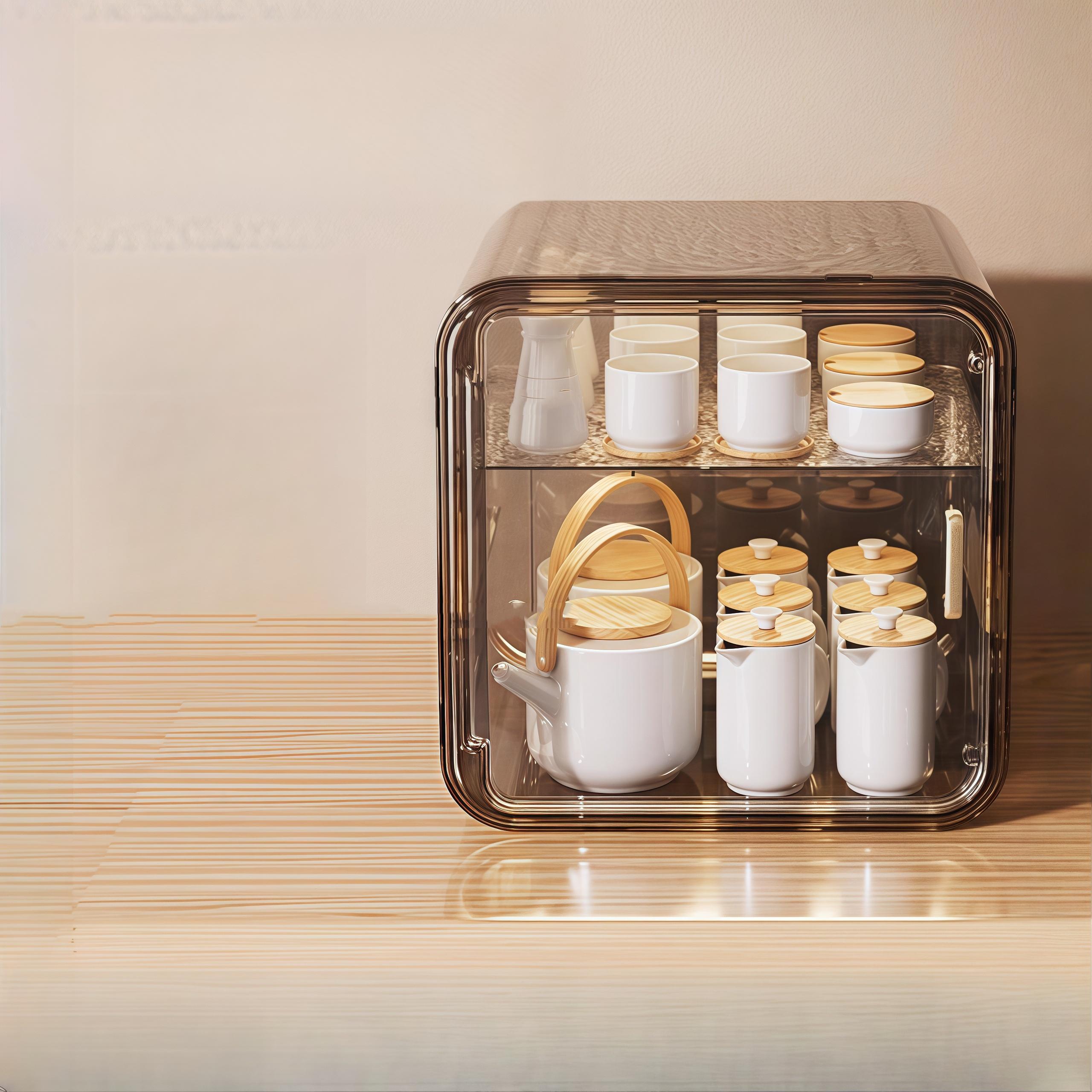Dust-proof Cup Storage Rack Cup Holder Water Cup Storage Rack Tea Set Cup Holder Coffee Cup Mug Storage Box Kitchen Organizer