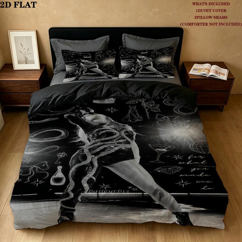 Taylor Swift Bedding Quilt Set Quilt Cover Pillowcase Home Decoration Birthday Gift (1 * duvet cover + 2 * pillowcase, without core)