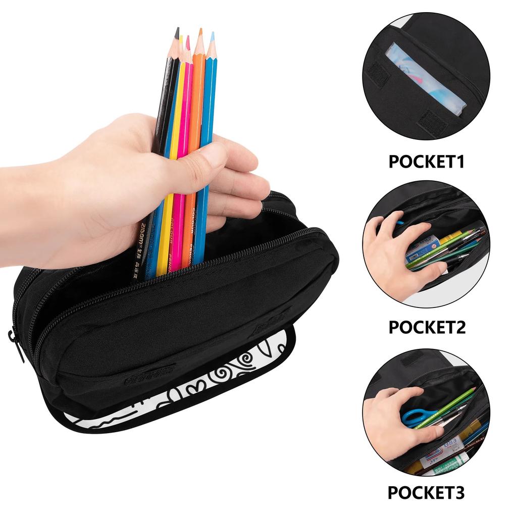 Pen Case Large Capacity 300D Polyester Smooth Zipper with Two Storage Layers for Pens Stationery Accessories for Classroom Use