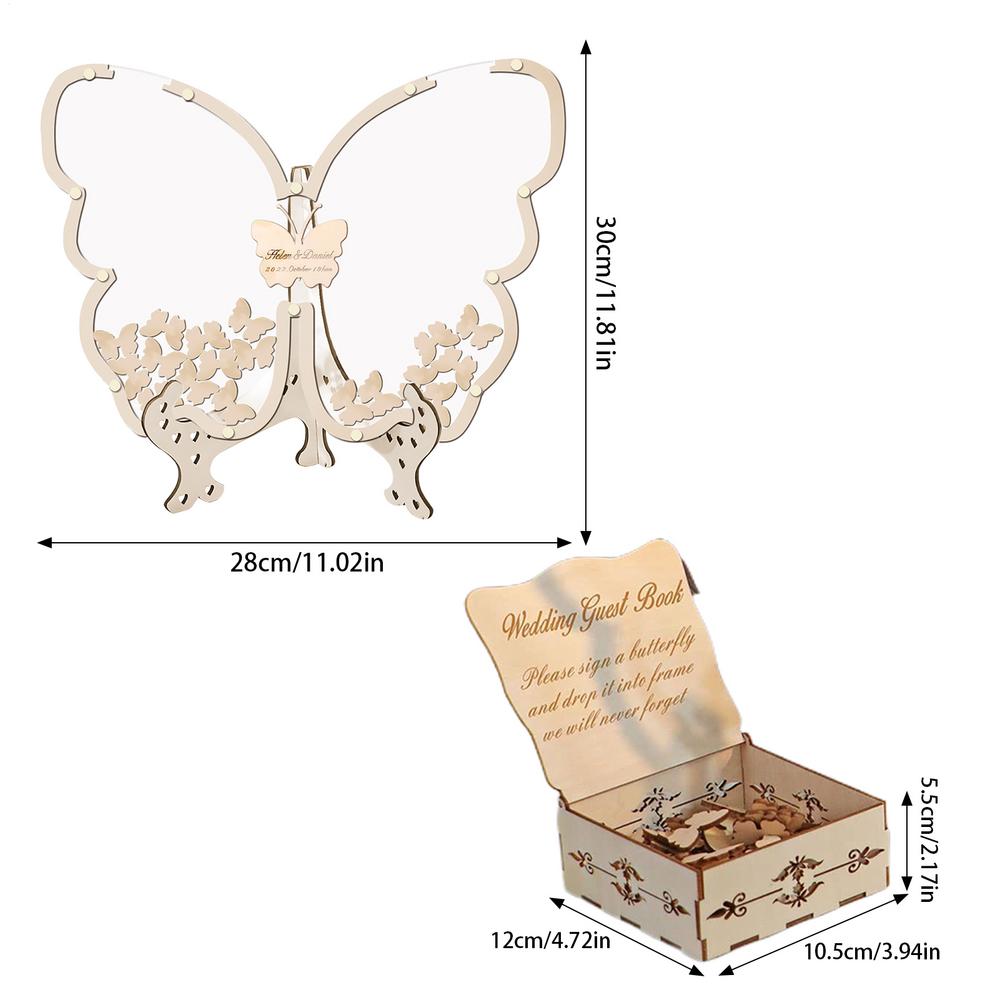 Butterfly Baby Shower Guest Book Wooden Wedding Decor For Ceremony Elegant Guestbook Keepsakes For Birthday Party Anniverary
