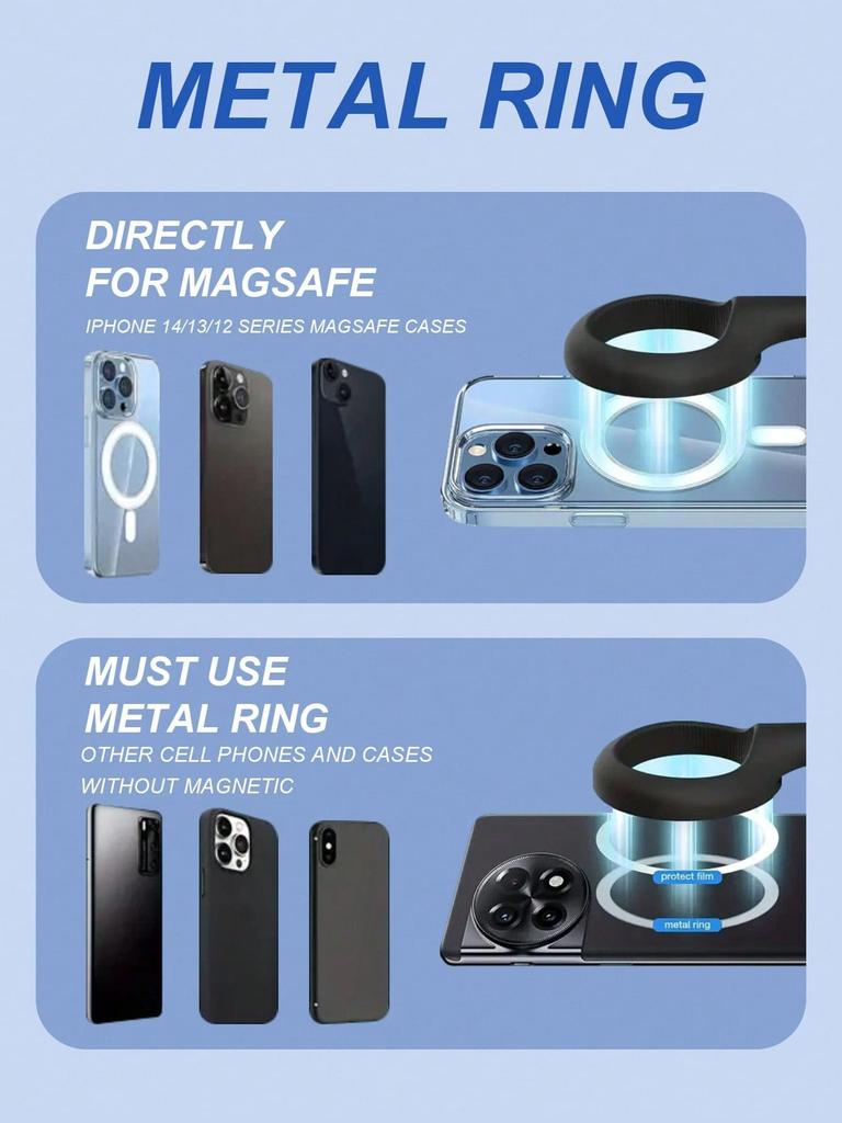Magnetic Car Phone Holder-Adjustable Ball Joint, 360° Rotation, Strong Neodymium Magnet & Built-in Magnetic Ring, Universal Fit