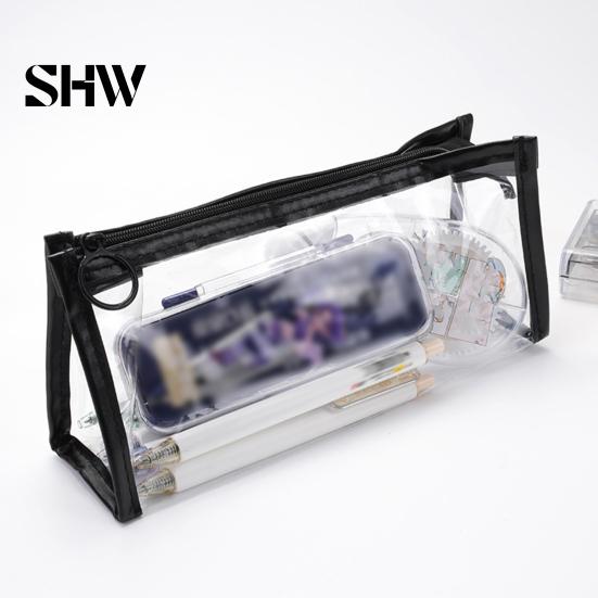 Portable Makeup Gadget Pouch Transparent PVC Pencil Case, Large Capacity Waterproof Stationery Korean Style Holder Organizer, Durable Zipper