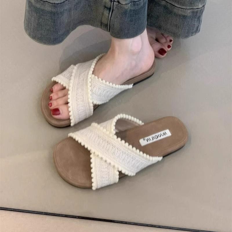 Ethnic Style Cool Slippers Women's 2025 Summer New Retro Woven Bohemian Style Student Flat Beach Sandals