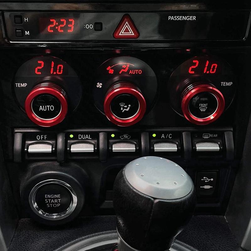 3 Stück Auto Mittelkonsole Luft AC Knopf Lautstärkeregler Ringe Zierblende Tasten für Subaru BRZ Toyota 86 GT86 2013- Teile Rot