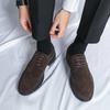 British Style Men's Lace Up Brogue Shoes High-end Brand Business Dress Shoes Classic Brown Men's Suede Leather Shoes Anti Slip