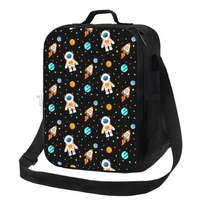 Bolsa Térmica para Almoço de Astronauta Espacial para Meninos Meninas Planetas Pretos Universo Portátil Isolada Bento Bolsas para Escola Piquenique Praia